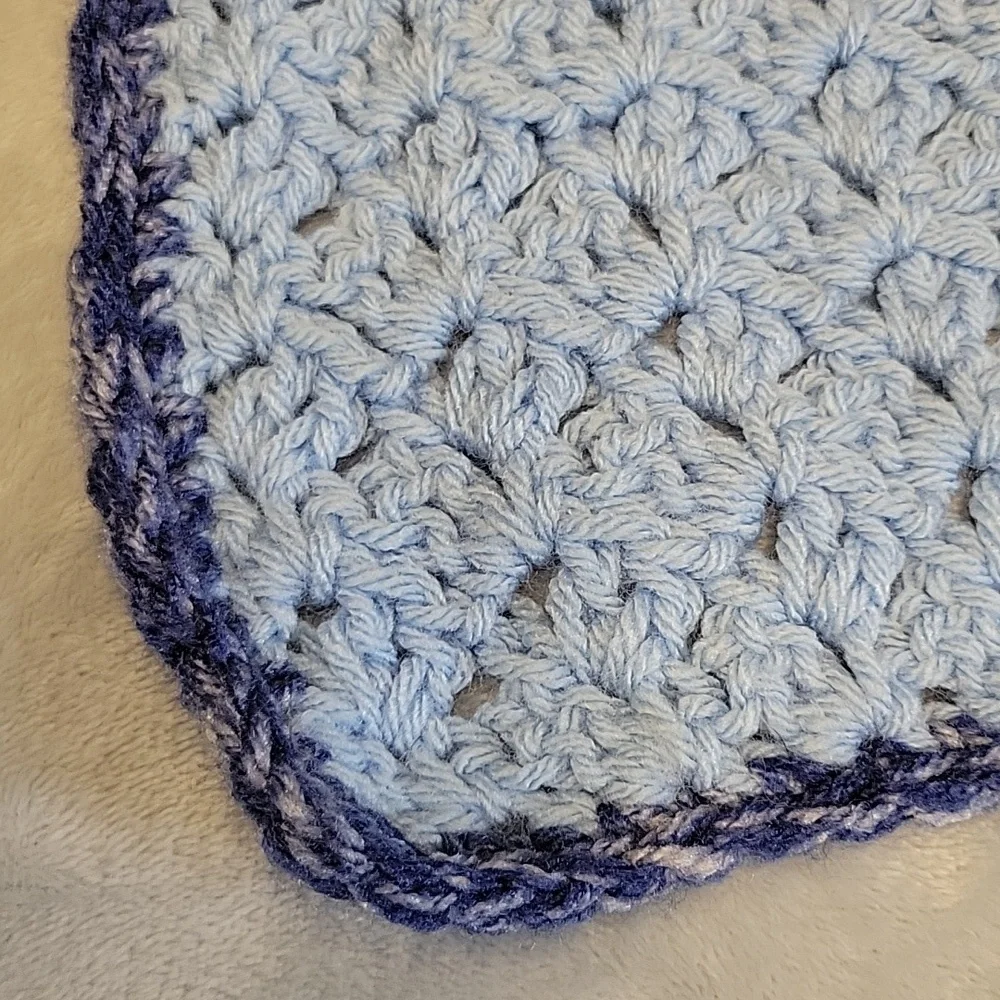 Handmade Blue Crochet Blanket, 39.5
